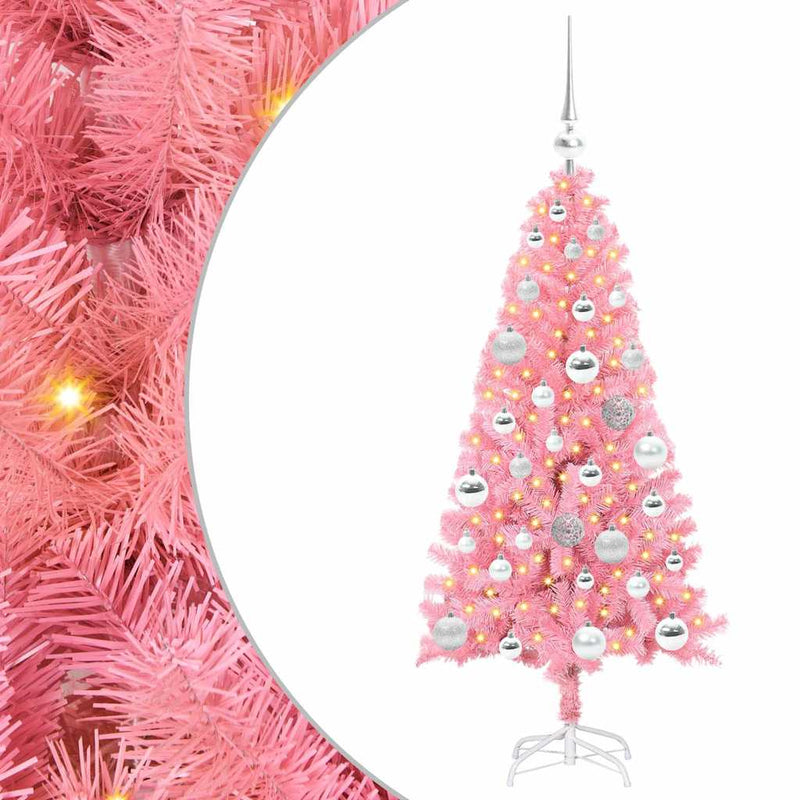 Load image into Gallery viewer, Vidaxl kerstboom met 150 led met standaard roze 120 cm pvc