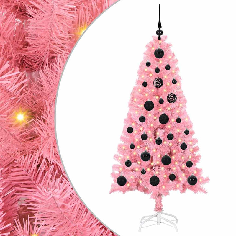 Load image into Gallery viewer, Vidaxl kerstboom met 150 led met standaard roze 150 cm pvc