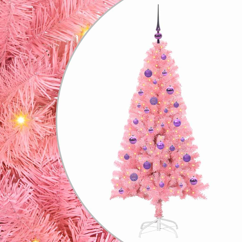 Load image into Gallery viewer, Vidaxl kerstboom met 150 led met standaard roze 150 cm pvc