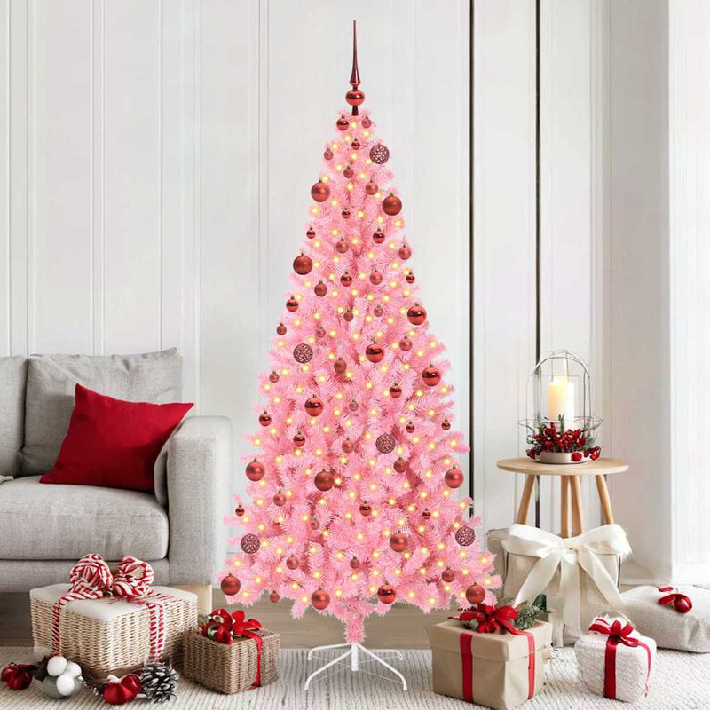 Load image into Gallery viewer, Vidaxl kerstboom met 300 led met standaard roze 180 cm pvc