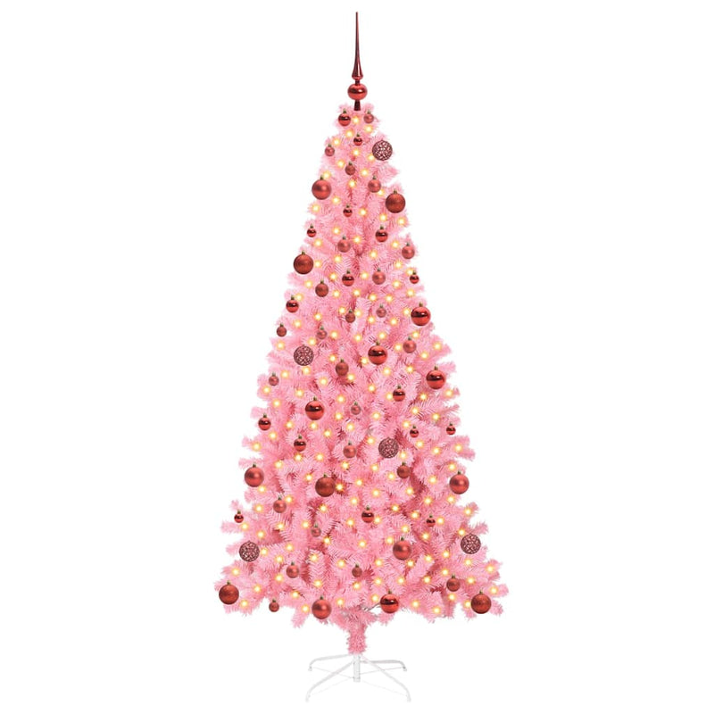 Load image into Gallery viewer, Vidaxl kerstboom met 300 led met standaard roze 180 cm pvc