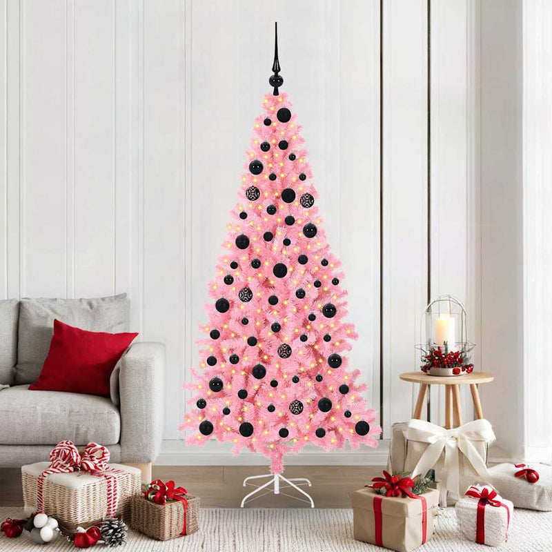 Load image into Gallery viewer, Vidaxl kerstboom met 300 led met standaard roze 180 cm pvc