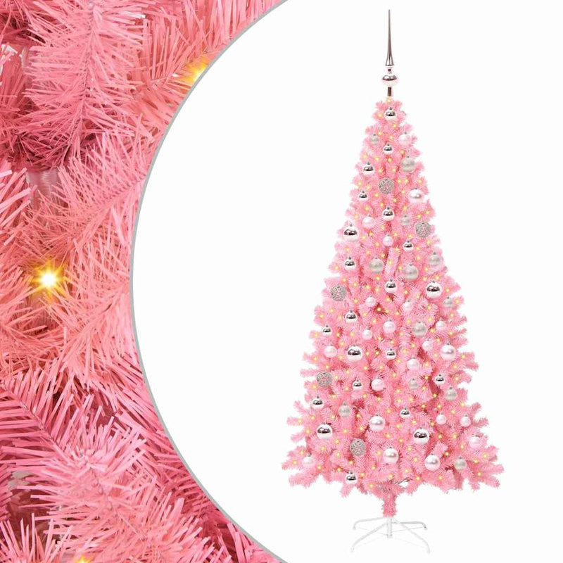 Load image into Gallery viewer, Vidaxl kerstboom met 300 led met standaard roze 180 cm pvc