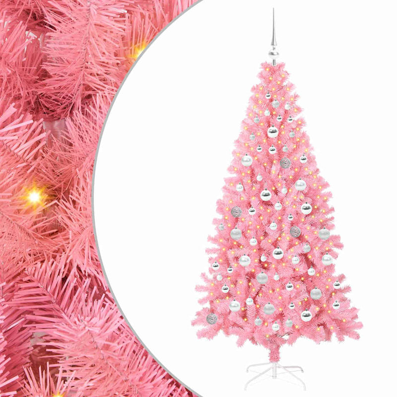 Load image into Gallery viewer, Vidaxl kerstboom met 300 led met standaard roze 180 cm pvc