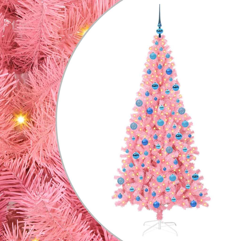 Load image into Gallery viewer, Vidaxl kerstboom met 300 led met standaard roze 180 cm pvc
