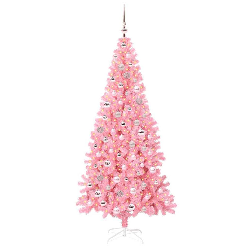 Load image into Gallery viewer, Vidaxl kerstboom met 300 led met standaard roze 210 cm pvc