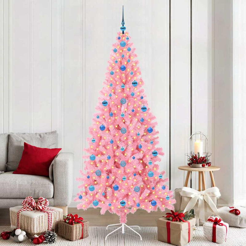 Load image into Gallery viewer, Vidaxl kerstboom met 300 led met standaard roze 210 cm pvc