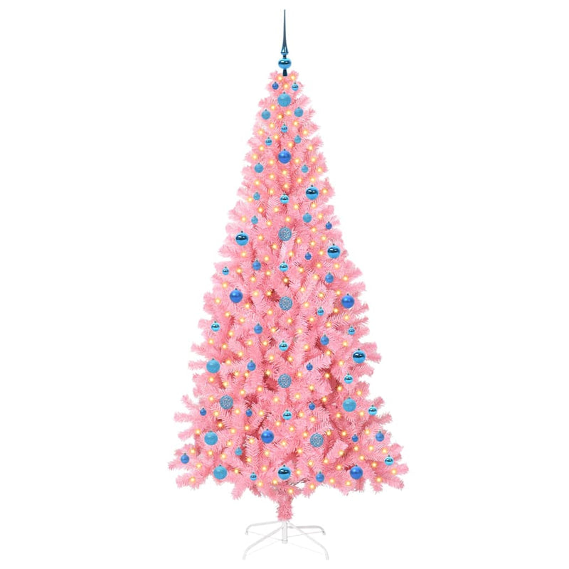 Load image into Gallery viewer, Vidaxl kerstboom met 300 led met standaard roze 210 cm pvc