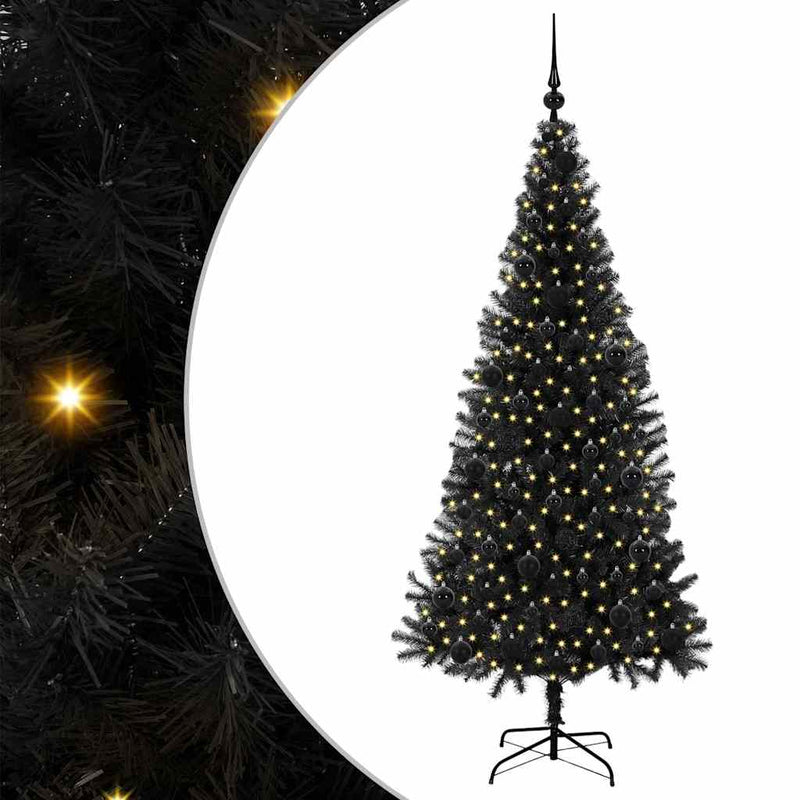 Load image into Gallery viewer, Vidaxl kerstboom met 300 led met standaard zwart 180 cm pvc