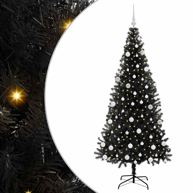 Load image into Gallery viewer, Vidaxl kerstboom met 300 led met standaard zwart 180 cm pvc