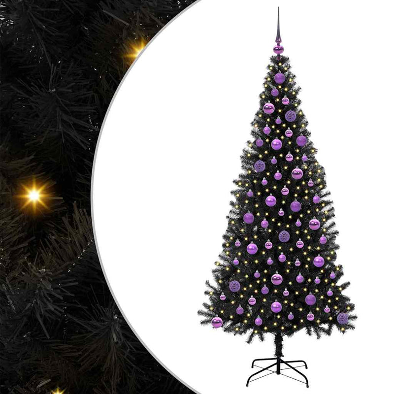 Load image into Gallery viewer, Vidaxl kerstboom met 300 led met standaard zwart 180 cm pvc