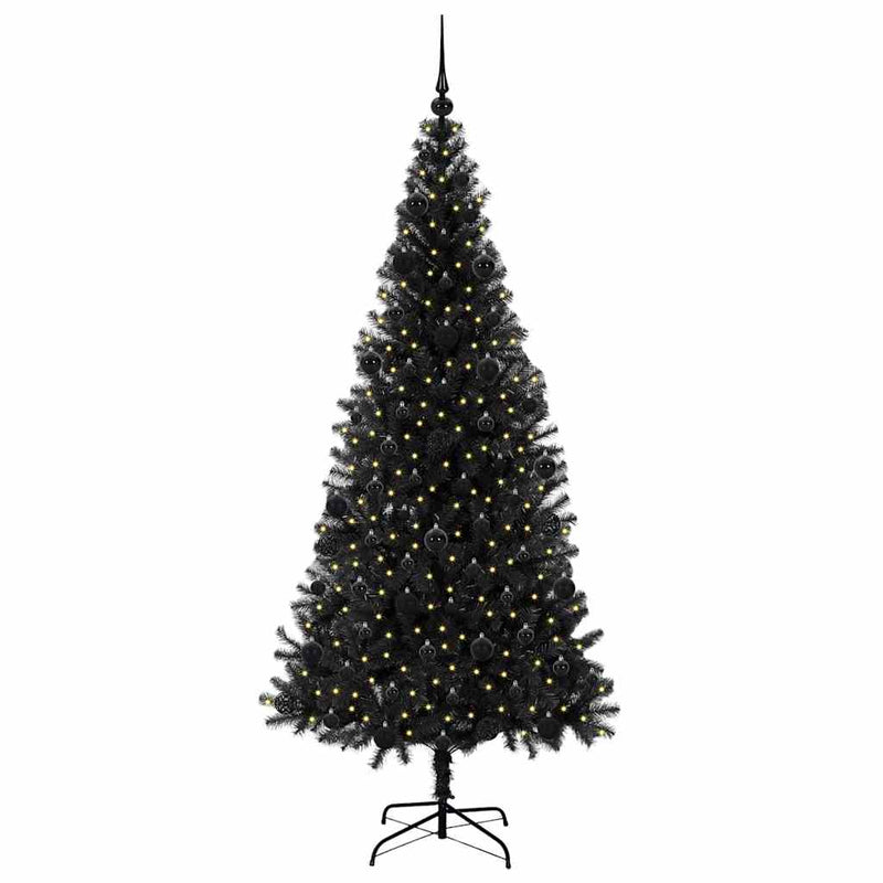 Load image into Gallery viewer, Vidaxl kerstboom met 300 led met standaard zwart 210 cm pvc