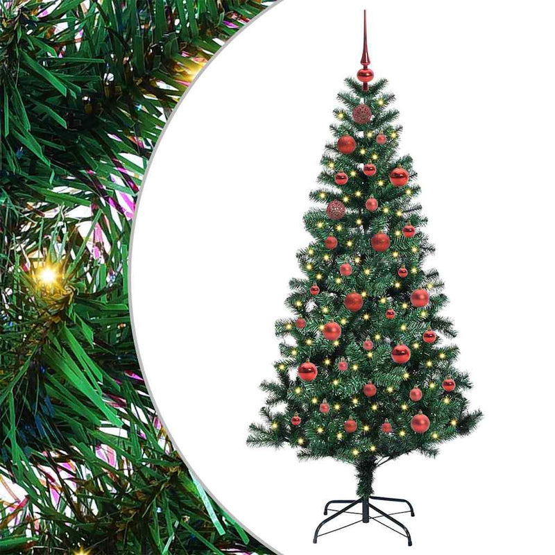 Load image into Gallery viewer, Vidaxl kunstmatig voorverlicht kerstboom groen 150 cm pvc en metaal