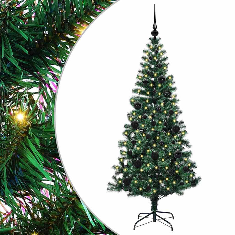 Load image into Gallery viewer, Vidaxl kunstmatig voorverlicht kerstboom groen 150 cm pvc en metaal