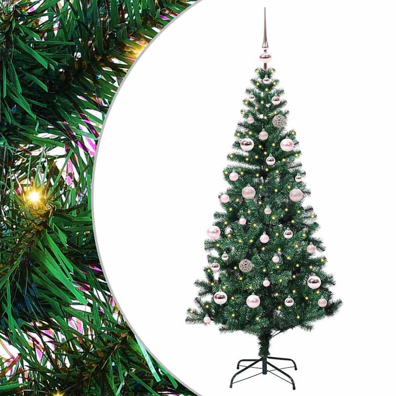 Load image into Gallery viewer, Vidaxl kunstmatig voorverlicht kerstboom groen 150 cm pvc en metaal