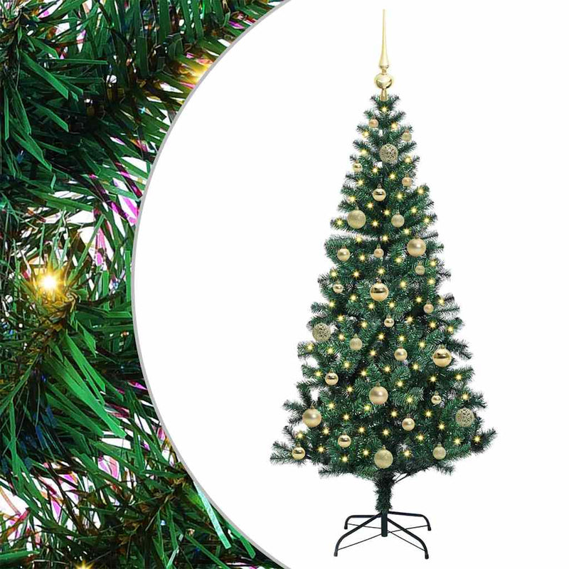 Load image into Gallery viewer, Vidaxl kunstmatig voorverlicht kerstboom groen 150 cm pvc en metaal