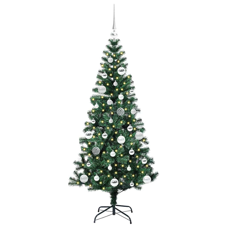 Load image into Gallery viewer, Vidaxl kunstmatig voorverlicht kerstboom groen 150 cm pvc en metaal