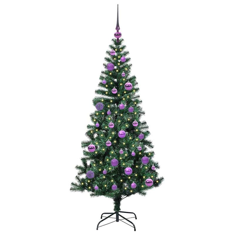 Load image into Gallery viewer, Vidaxl kunstmatig voorverlicht kerstboom groen 150 cm pvc en metaal