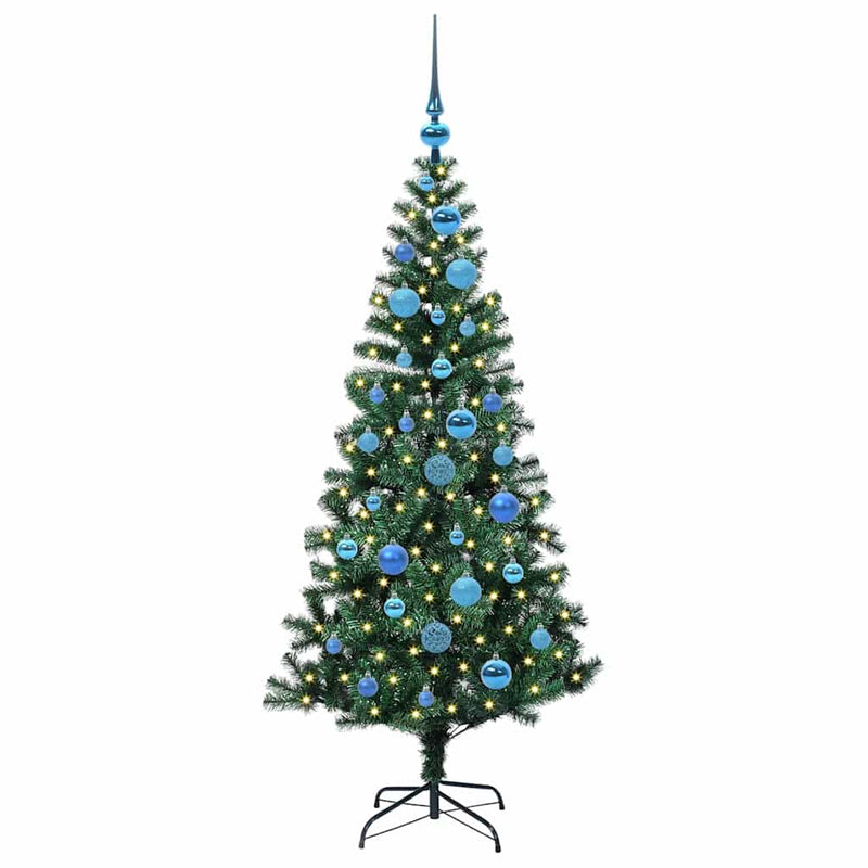 Load image into Gallery viewer, Vidaxl kunstmatig voorverlicht kerstboom groen 150 cm pvc en metaal