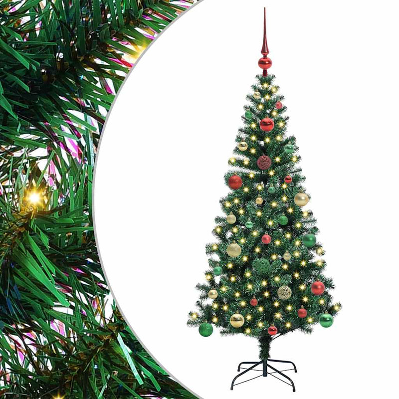 Load image into Gallery viewer, Vidaxl kunstmatig voorverlicht kerstboom groen 150 cm pvc en metaal