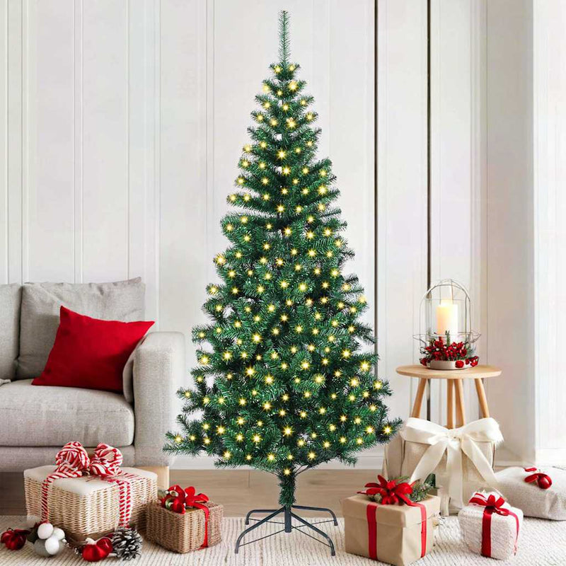 Load image into Gallery viewer, Vidaxl kunstmatig voorverlicht kerstboom groen 180 cm pvc en metaal
