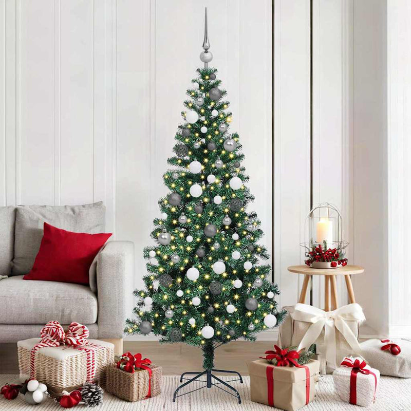 Load image into Gallery viewer, Vidaxl kunstmatig voorverlicht kerstboom groen 180 cm pvc en metaal