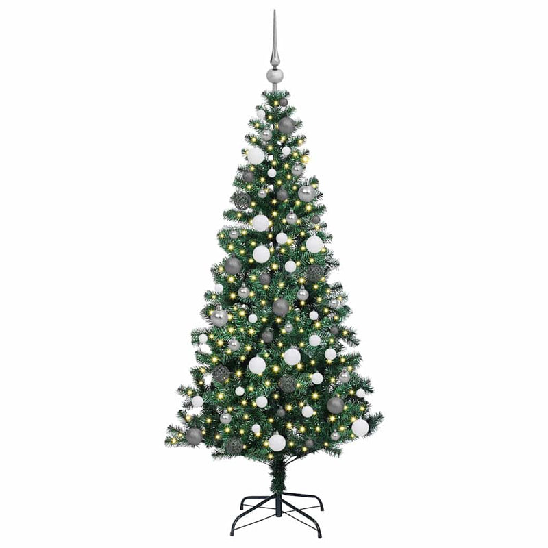 Load image into Gallery viewer, Vidaxl kunstmatig voorverlicht kerstboom groen 180 cm pvc en metaal
