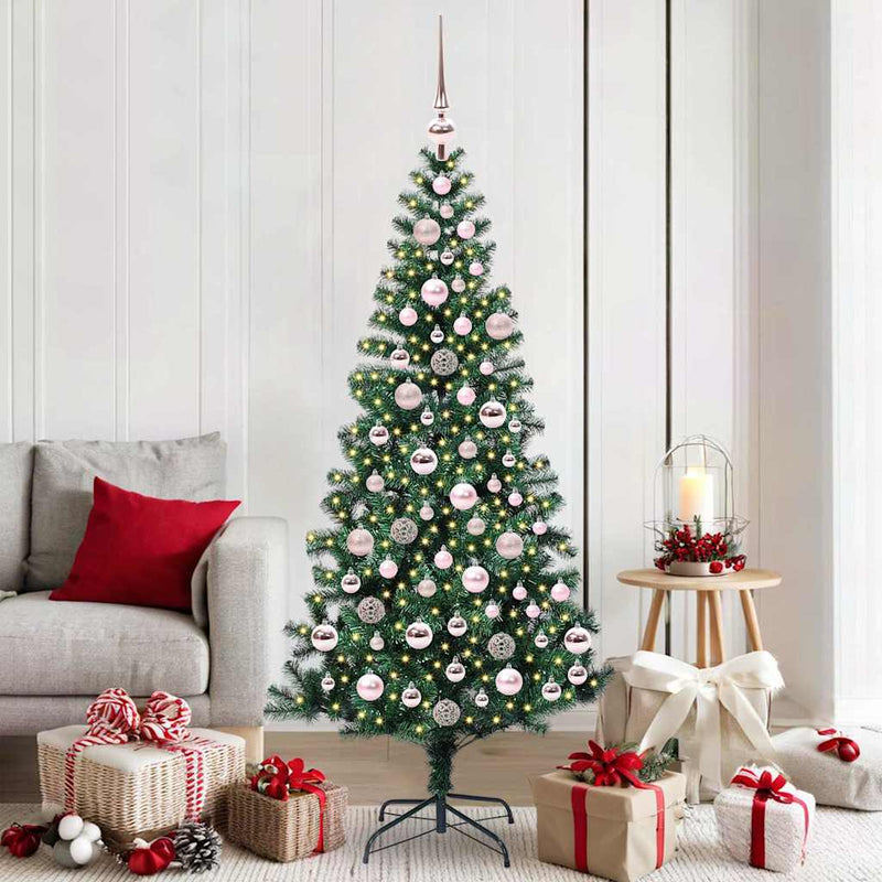 Load image into Gallery viewer, Vidaxl kunstmatig voorverlicht kerstboom groen 180 cm pvc en metaal