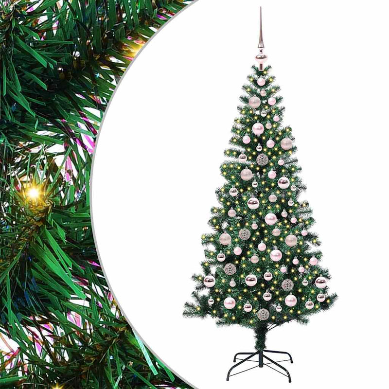 Load image into Gallery viewer, Vidaxl kunstmatig voorverlicht kerstboom groen 180 cm pvc en metaal