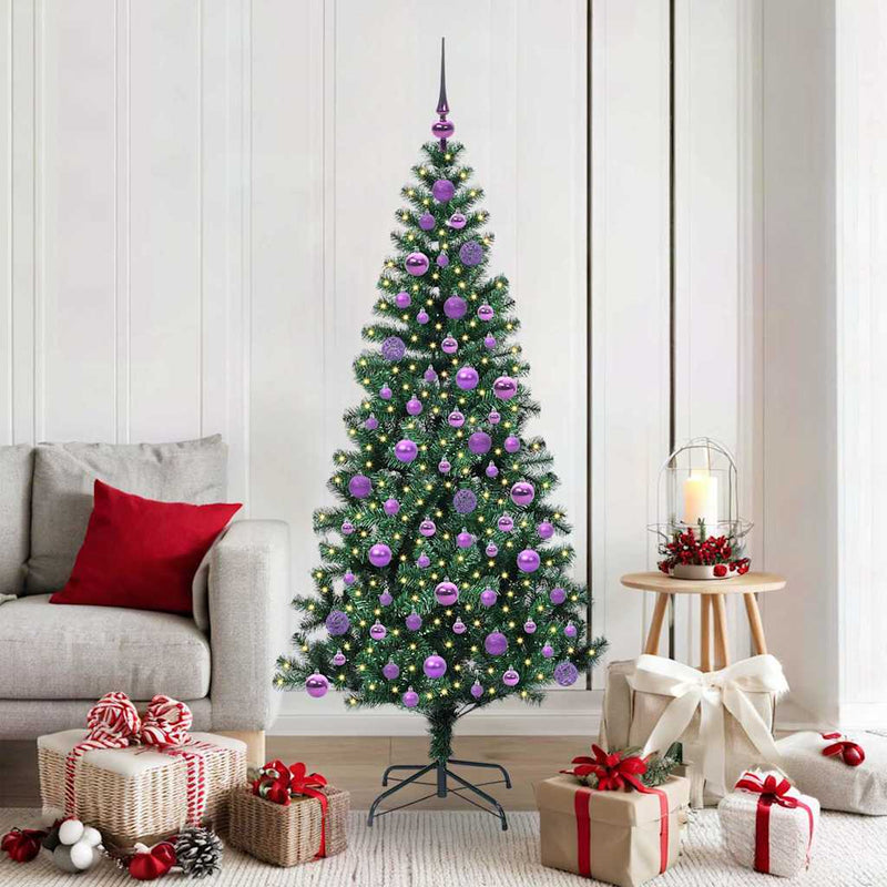 Load image into Gallery viewer, Vidaxl kunstmatig voorverlicht kerstboom groen 180 cm pvc en metaal