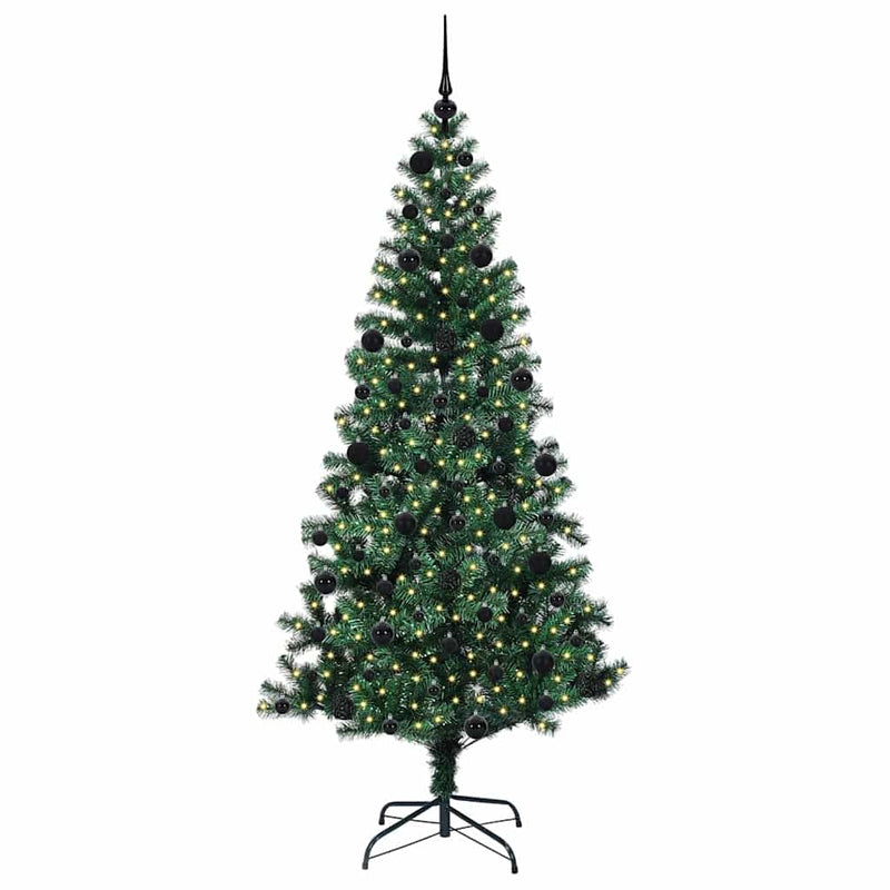 Load image into Gallery viewer, Vidaxl kunstmatig voorverlicht kerstboom groen 210 cm pvc en metaal