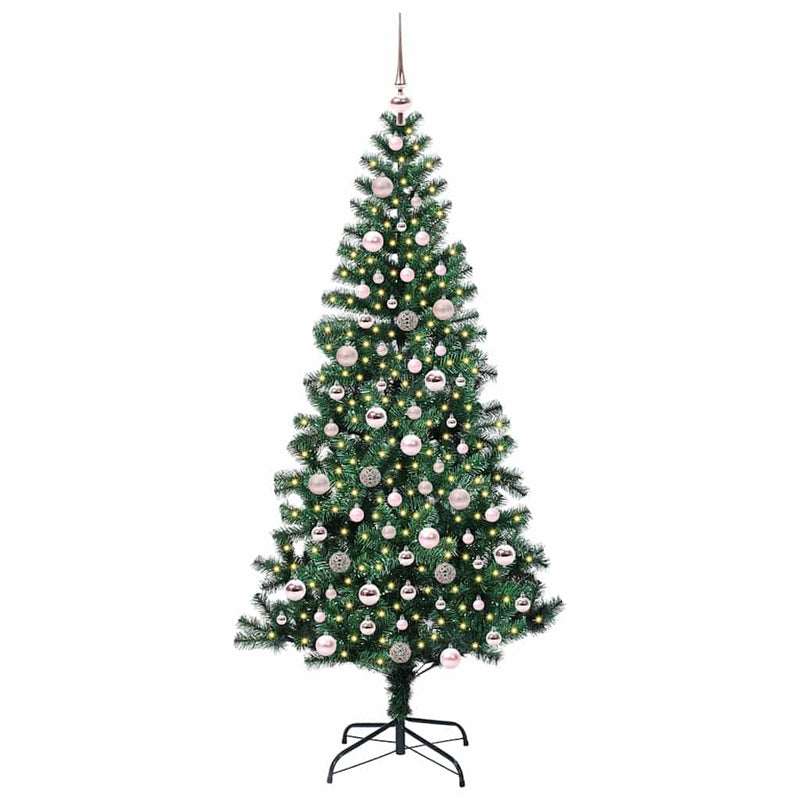 Load image into Gallery viewer, Vidaxl kunstmatig voorverlicht kerstboom groen 210 cm pvc en metaal
