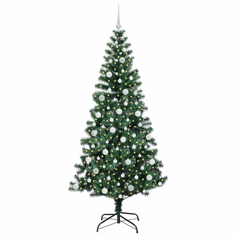 Load image into Gallery viewer, Vidaxl kunstmatig voorverlicht kerstboom groen 210 cm pvc en metaal