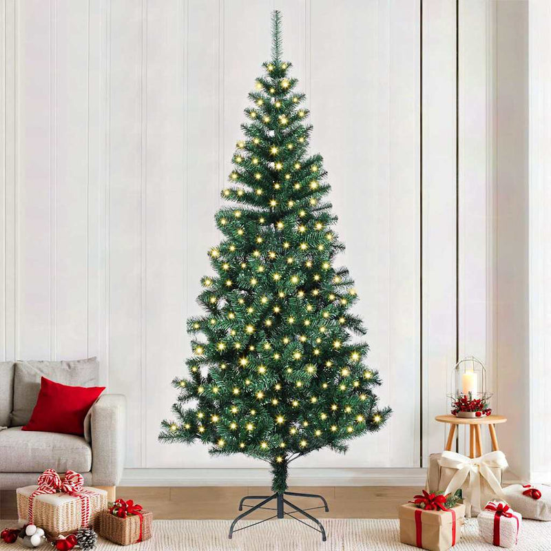 Load image into Gallery viewer, Vidaxl kunstmatig voorverlicht kerstboom groen 240 cm pvc en metaal