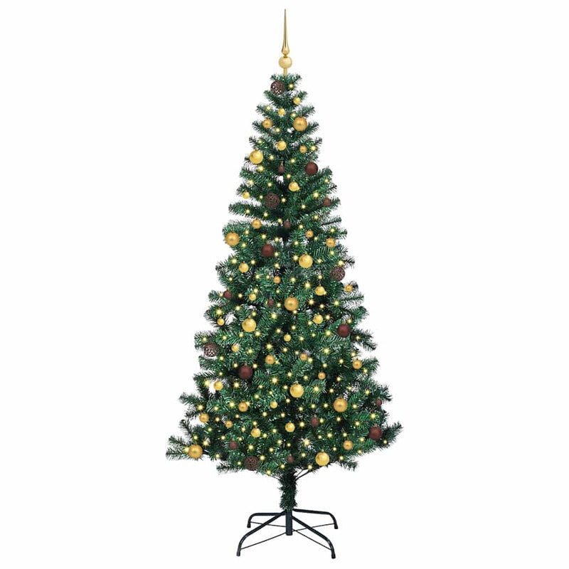 Load image into Gallery viewer, Vidaxl kunstmatig voorverlicht kerstboom groen 240 cm pvc en metaal
