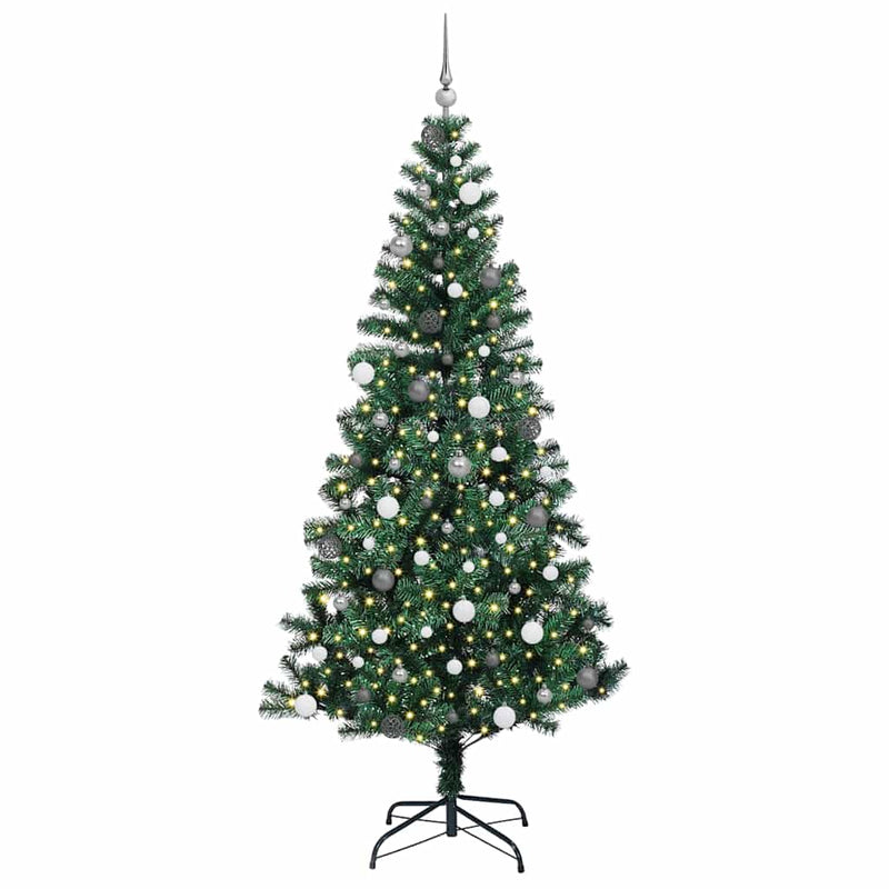 Load image into Gallery viewer, Vidaxl kunstmatig voorverlicht kerstboom groen 240 cm pvc en metaal