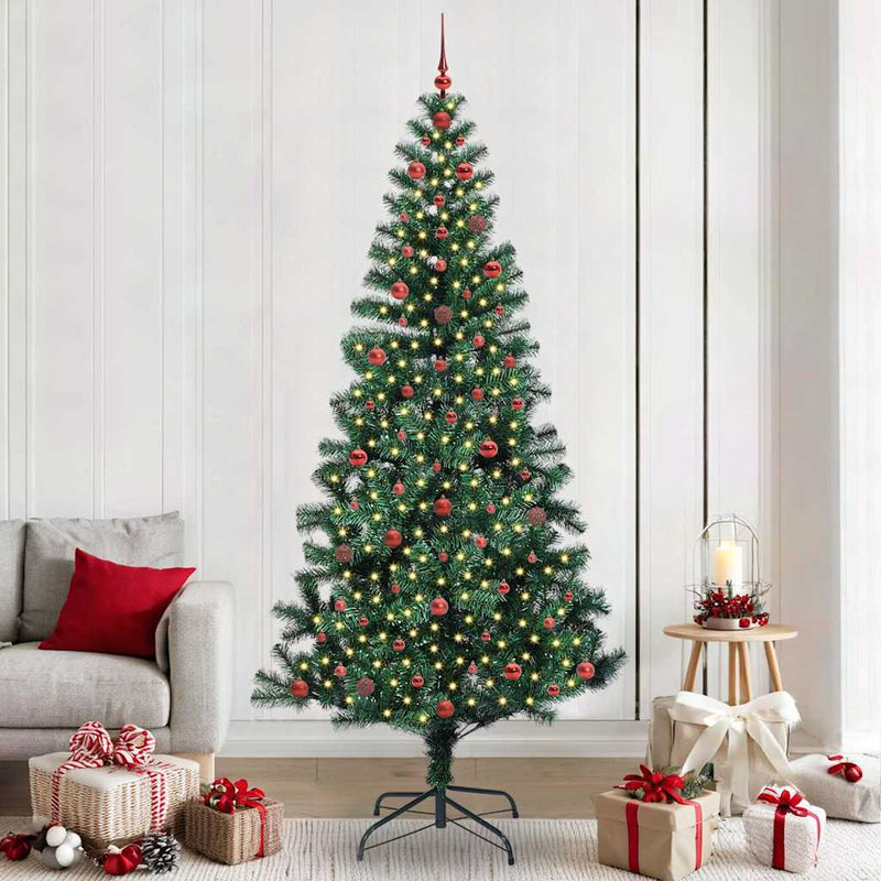 Load image into Gallery viewer, Vidaxl kunstmatig voorverlicht kerstboom groen 240 cm pvc en metaal