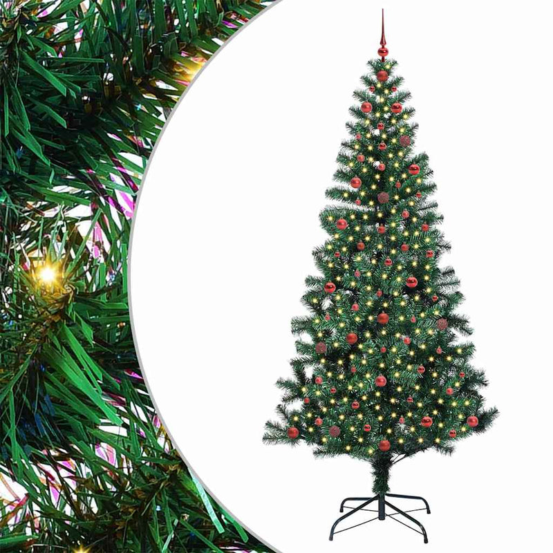 Load image into Gallery viewer, Vidaxl kunstmatig voorverlicht kerstboom groen 240 cm pvc en metaal