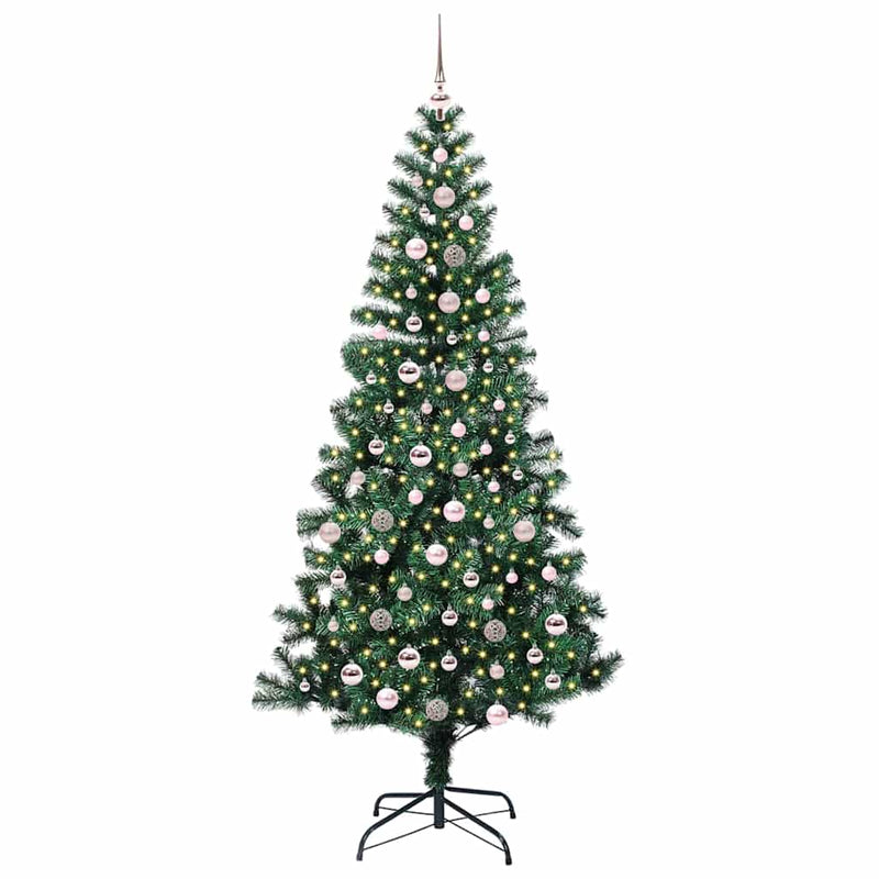 Load image into Gallery viewer, Vidaxl kunstmatig voorverlicht kerstboom groen 240 cm pvc en metaal