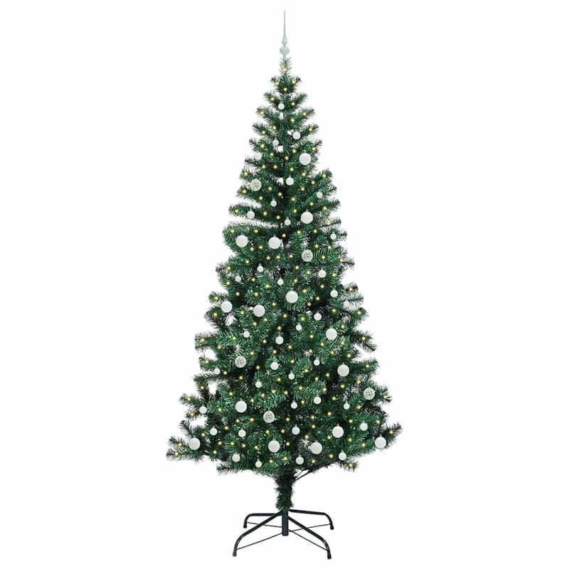 Load image into Gallery viewer, Vidaxl kunstmatig voorverlicht kerstboom groen 240 cm pvc en metaal