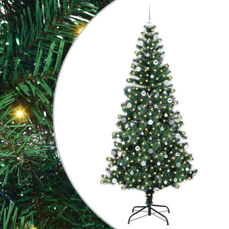 Load image into Gallery viewer, Vidaxl kunstmatig voorverlicht kerstboom groen 240 cm pvc en metaal