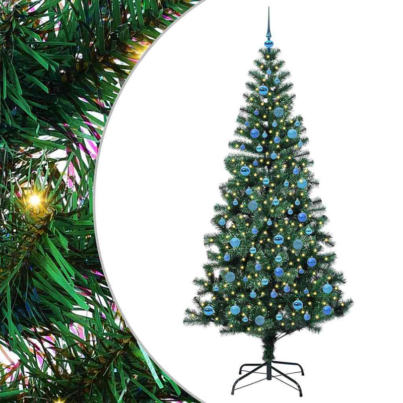Load image into Gallery viewer, Vidaxl kunstmatig voorverlicht kerstboom groen 240 cm pvc en metaal