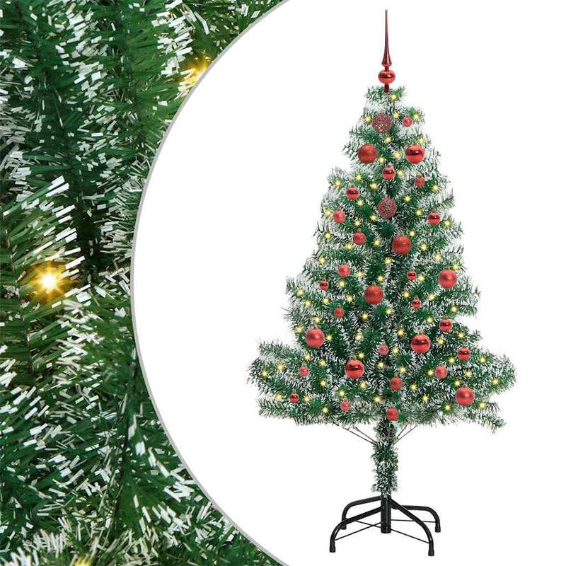 Load image into Gallery viewer, Vidaxl kunstmatige kerstboom sneeuw gevlochten met led licht 150 cm
