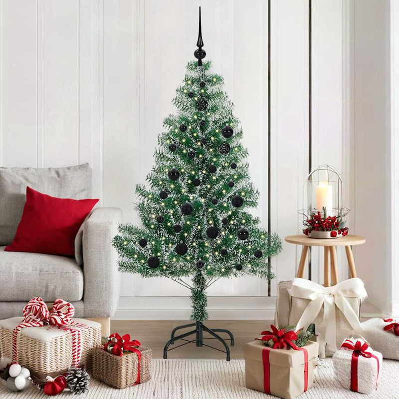 Load image into Gallery viewer, Vidaxl kunstmatige kerstboom sneeuw gevlochten met led licht 150 cm