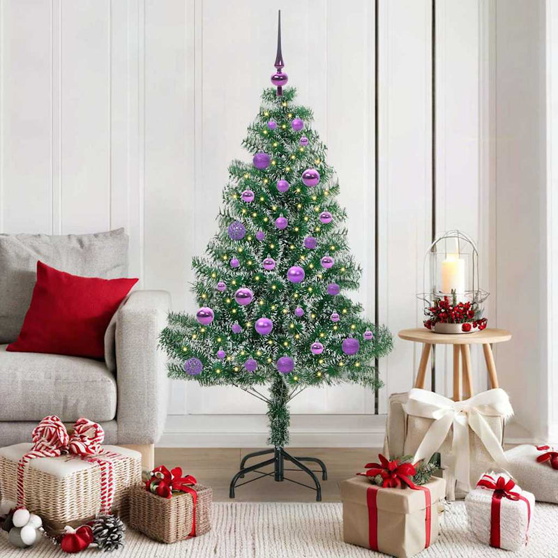 Load image into Gallery viewer, Vidaxl kunstmatige kerstboom sneeuw gevlochten met led licht 150 cm