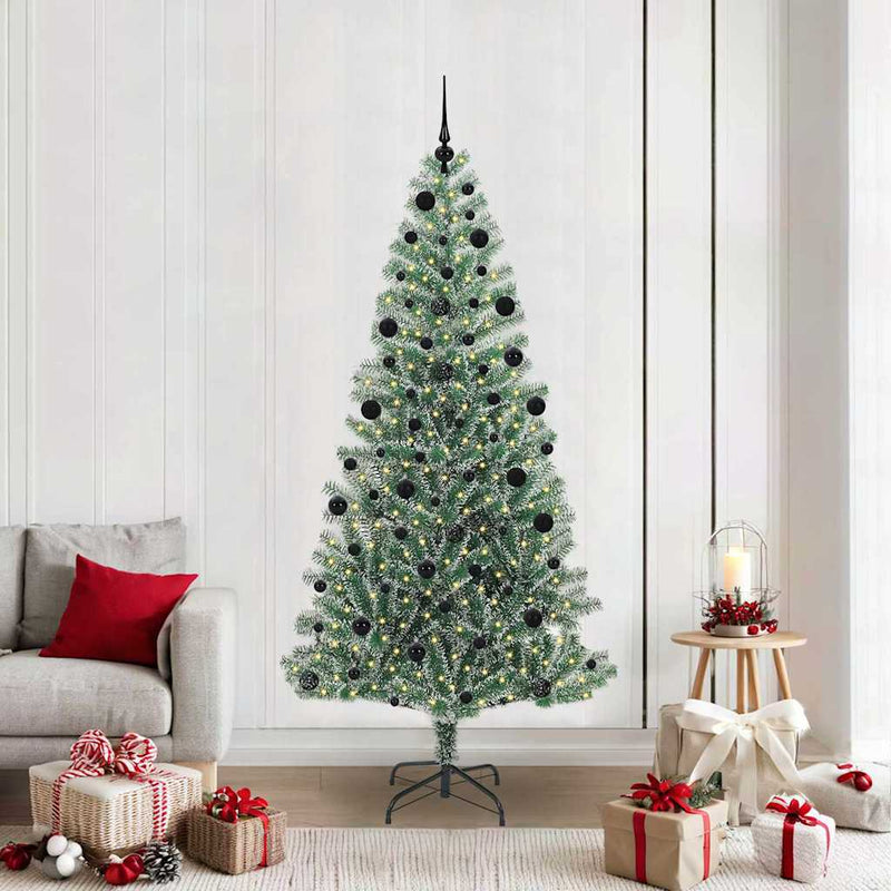 Load image into Gallery viewer, Vidaxl kunstmatige kerstboom sneeuw gevlochten met led licht 210 cm