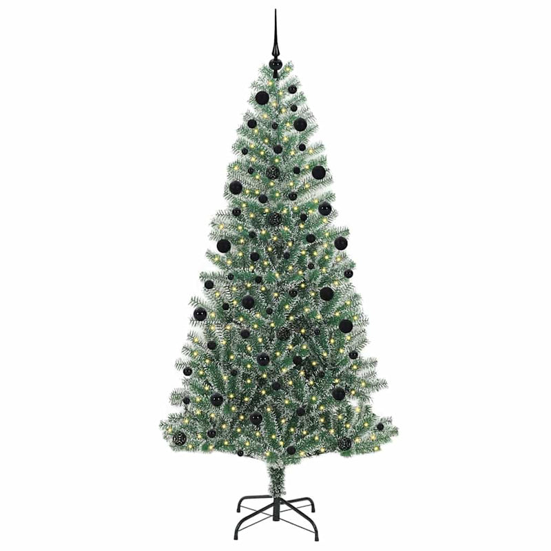 Load image into Gallery viewer, Vidaxl kunstmatige kerstboom sneeuw gevlochten met led licht 210 cm