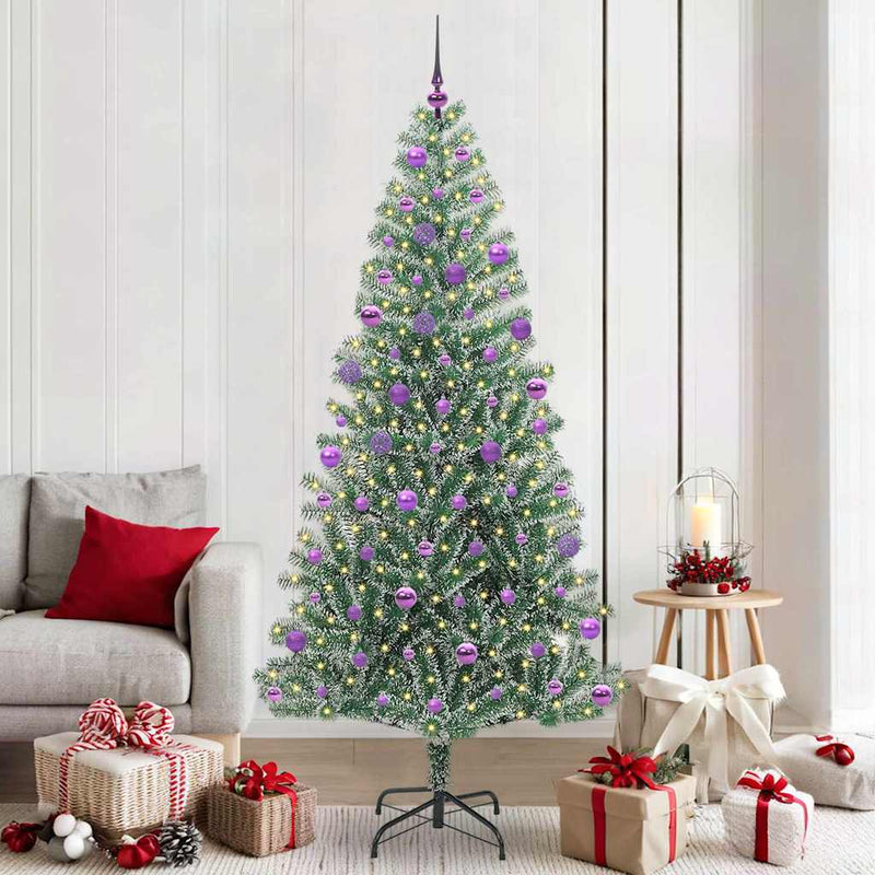 Load image into Gallery viewer, Vidaxl kunstmatige kerstboom sneeuw gevlochten met led licht 210 cm