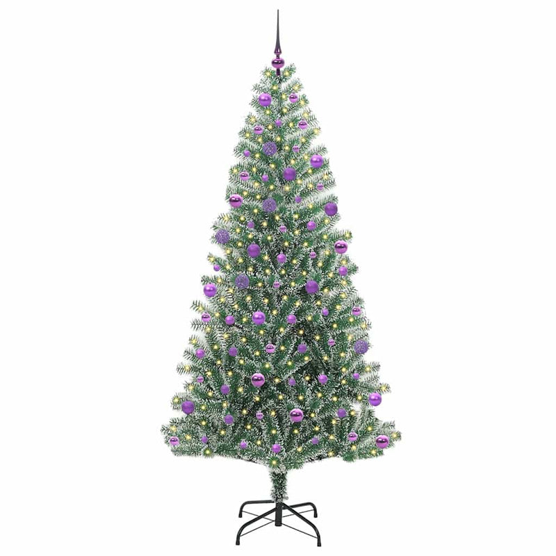 Load image into Gallery viewer, Vidaxl kunstmatige kerstboom sneeuw gevlochten met led licht 210 cm