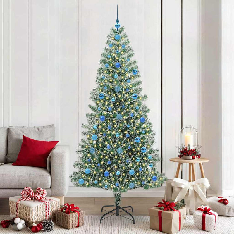 Load image into Gallery viewer, Vidaxl kunstmatige kerstboom sneeuw gevlochten met led licht 210 cm